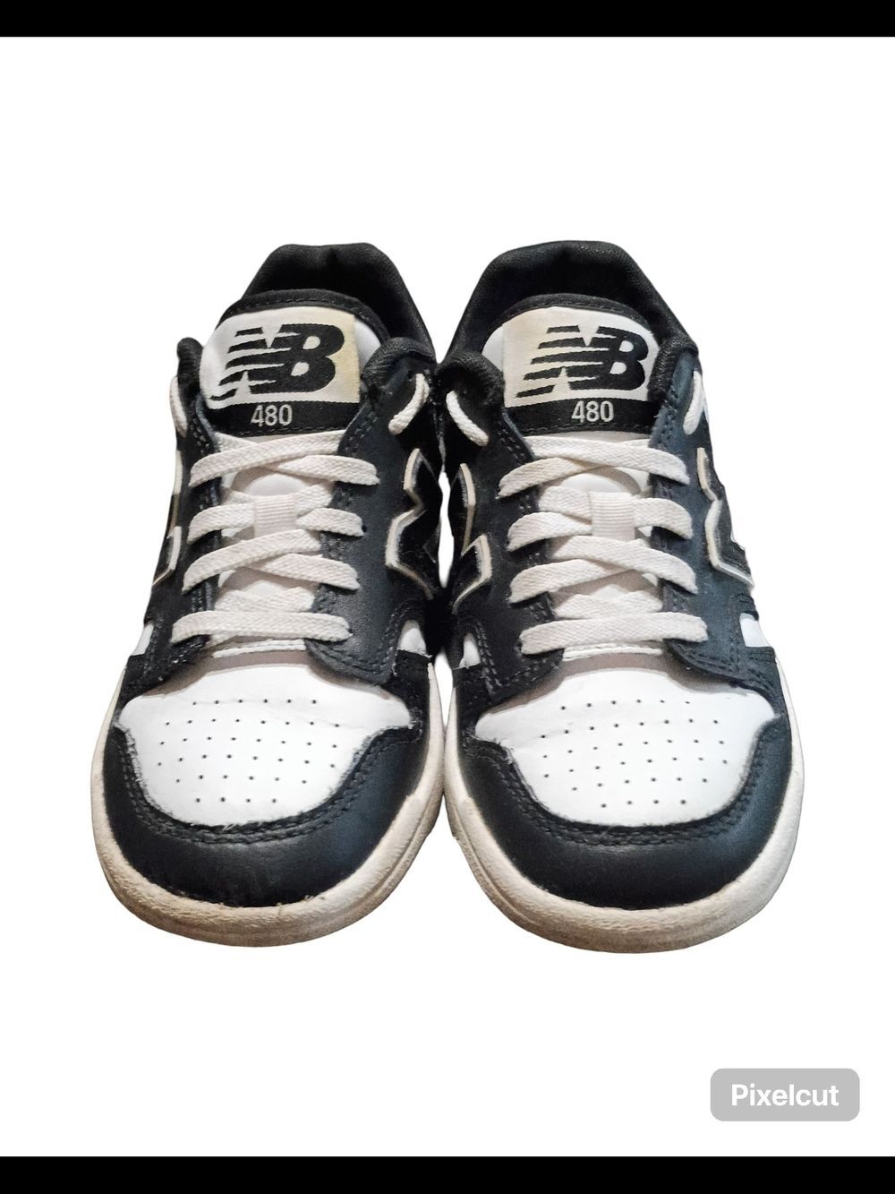 New Balance 480 Leather Sneakers in Black & White | Size 1 Youth - Picture 2 of 6